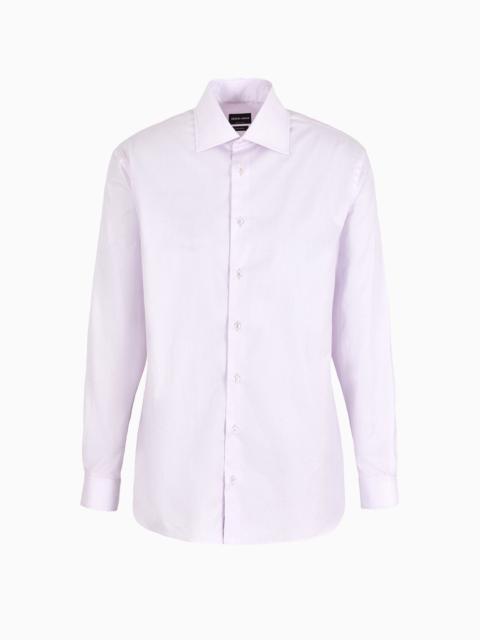 GIORGIO ARMANI Regular-fit shirt in micro-striped luxury cotton