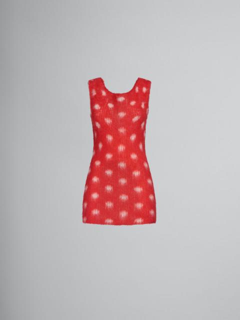 Marni RED MOHAIR SLEEVELESS JUMPER WITH POLKA DOTS
