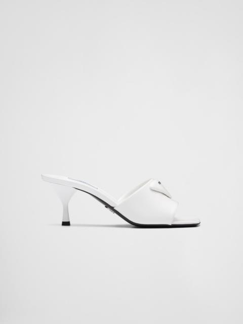 Prada Brushed leather heeled slides