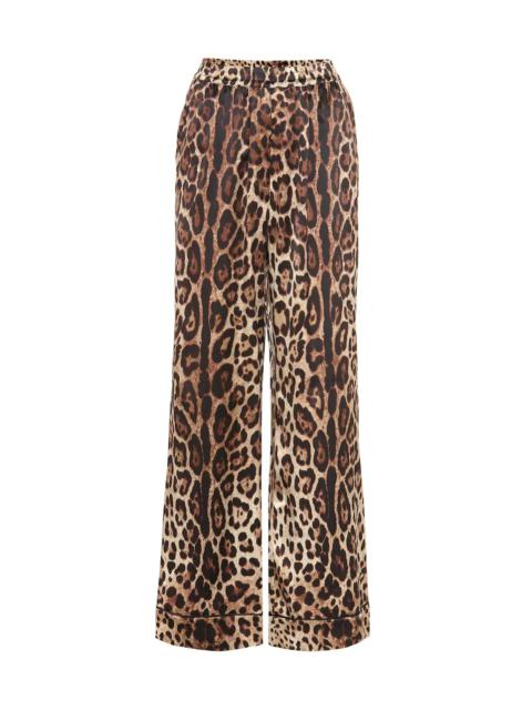 Leopard-print stretch-silk pants
