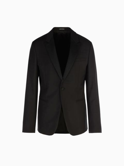 EMPORIO ARMANI SINGLE-BREASTED, WORSTED VIRGIN-WOOL JACKET