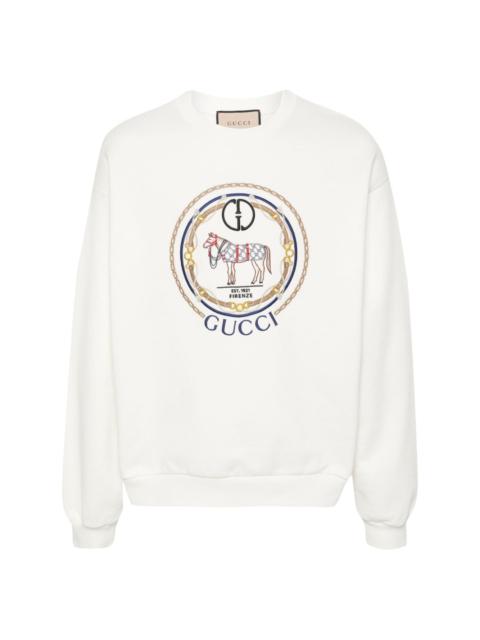 GUCCI GG-embroidered cotton sweatshirt