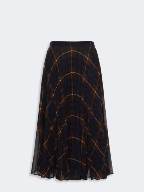 Max Mara PAGANO Plissé-pleated georgette-blend skirt - BLUE BROWN