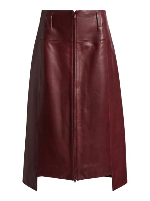 Victoria Beckham Zipped Leather Midi Skirt purple