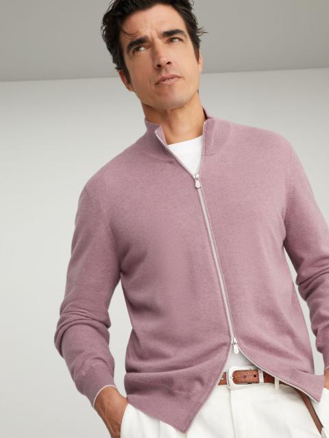 Cashmere turtleneck cardigan with zipper