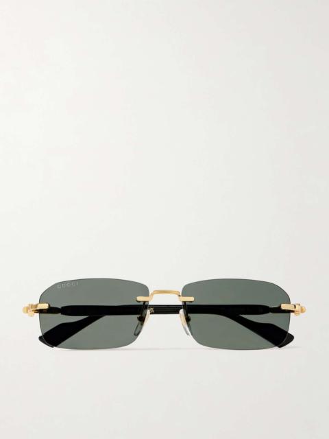 Rimless sqaure-frame gold-tone and acetate sunglasses