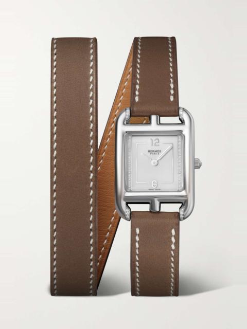 Hermès Cape Cod Double Tour 31mm small stainless steel, leather and diamond watch