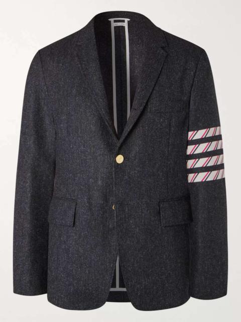 Navy Slim-Fit Unstructured Striped Donegal Wool-Tweed Blazer