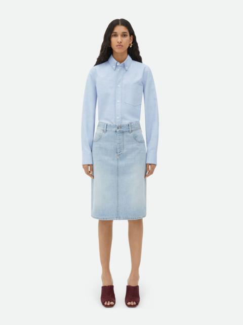 Bottega Veneta Light Bleached Denim Midi Skirt