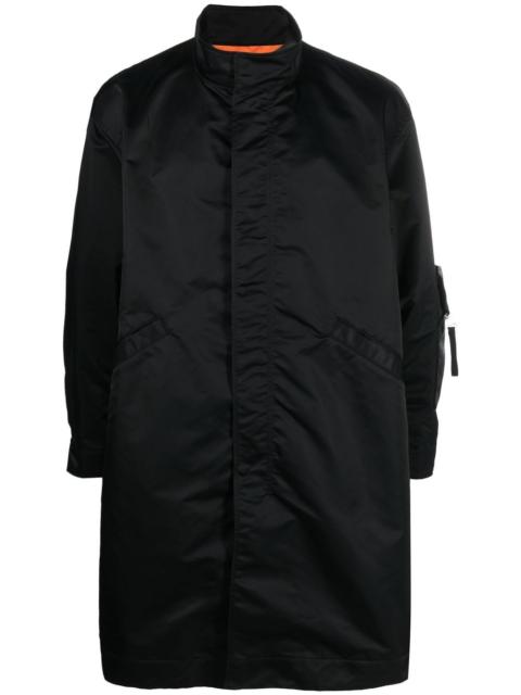 funnel neck mid-length coat