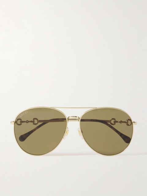 GUCCI Aviator-style gold-tone sunglasses Gold