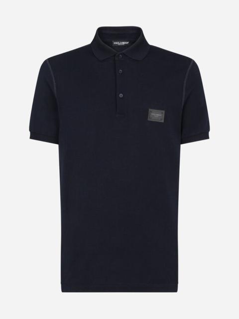 Dolce & Gabbana Cotton piqué polo-shirt with branded plate