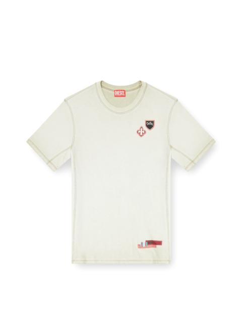 Diesel T-SHIRT WITH PATCHES AND MICROWAFFLE SIDES