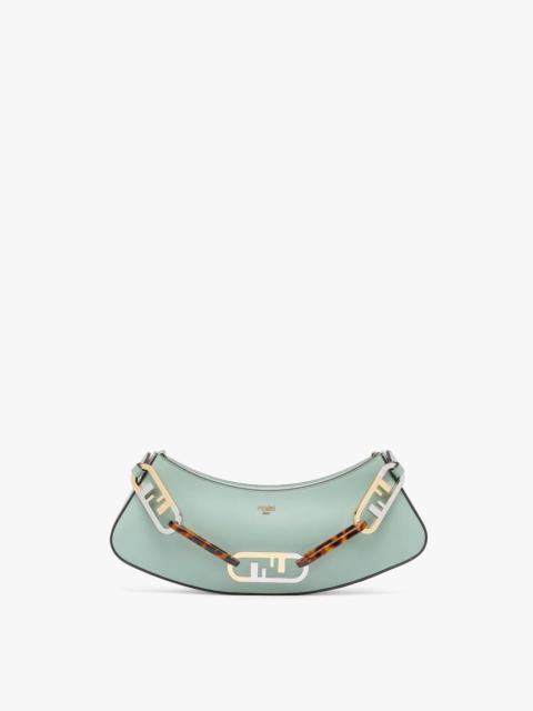 FENDI Pouch made of mint green leather with zipper closure, decorated with Fendi Roma lettering in gold-co