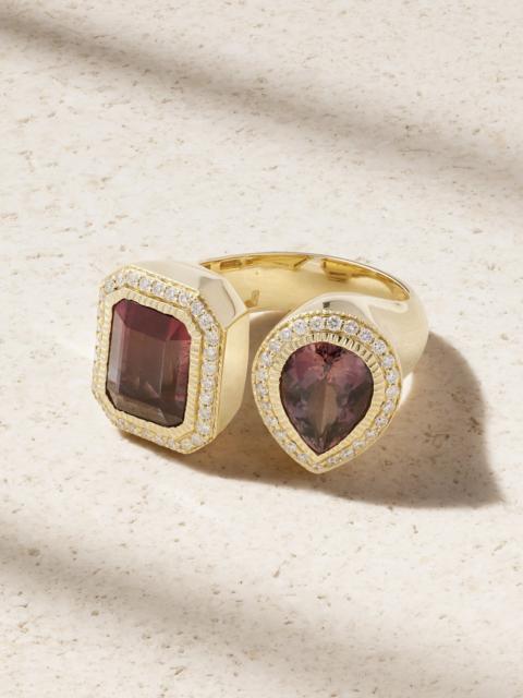JACQUIE AICHE 14-karat Gold, Tourmaline And Diamond Ring