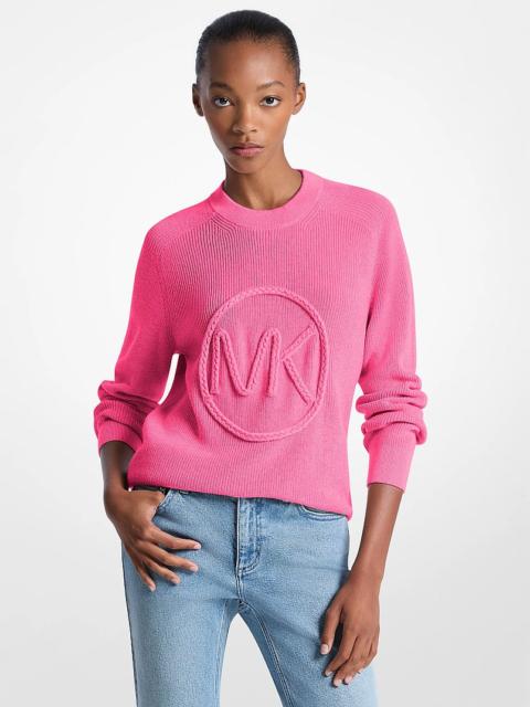 MICHAEL KORS Braided Logo Cotton Blend Sweater