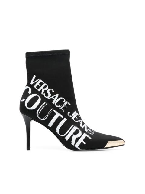 VERSACE JEANS COUTURE logo print 90mm ankle boots