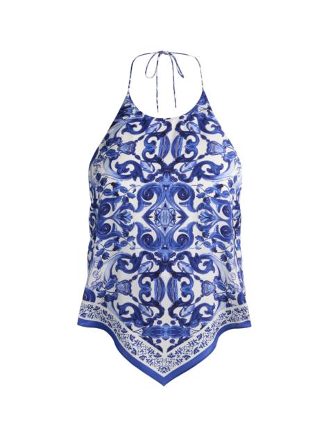 Alice + Olivia FRENCHIE HANDKERCHIEF HALTER TOP