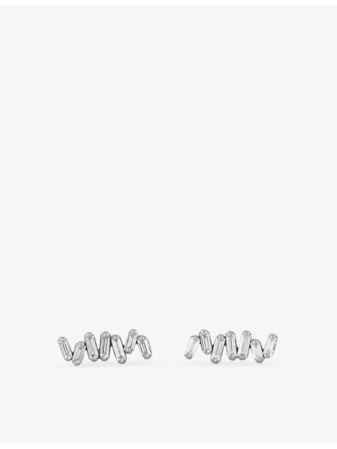 SUZANNE KALAN Diamond bar 18ct white-gold and baguette diamond 0.18ct stud earrings