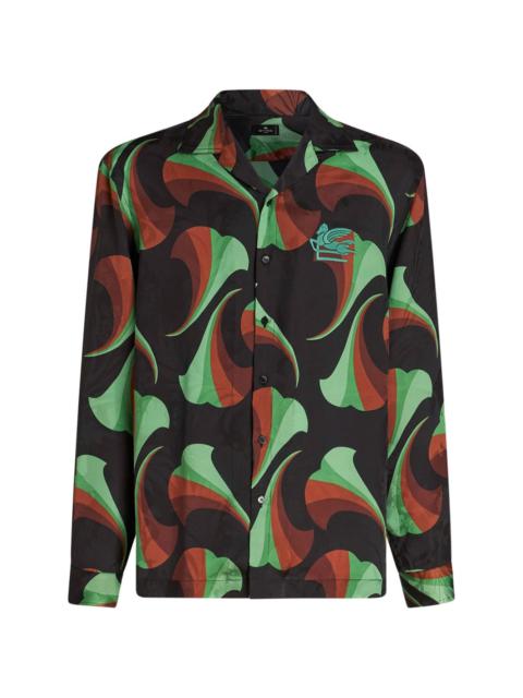 floral-print silk bowling shirt