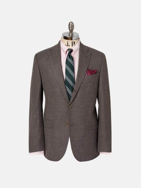 J. PRESS MADE-IN-CANADA SOLID BROWN WOOL HOPSACK SPORT COAT