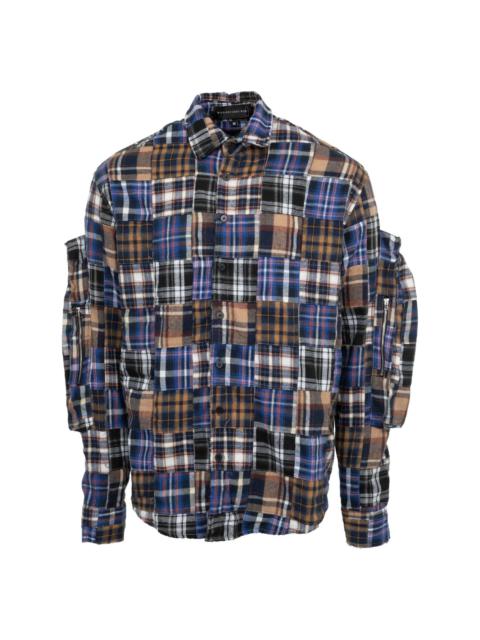 wove-design plaid flannel shirt