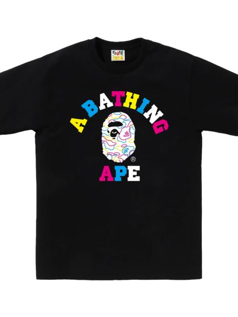 A BATHING APE® Neon Camo College Logo Short Sleeve T-Shirt "Black Multi" BNCCLSSTSBM