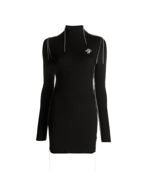 embroidered-logo knit dress