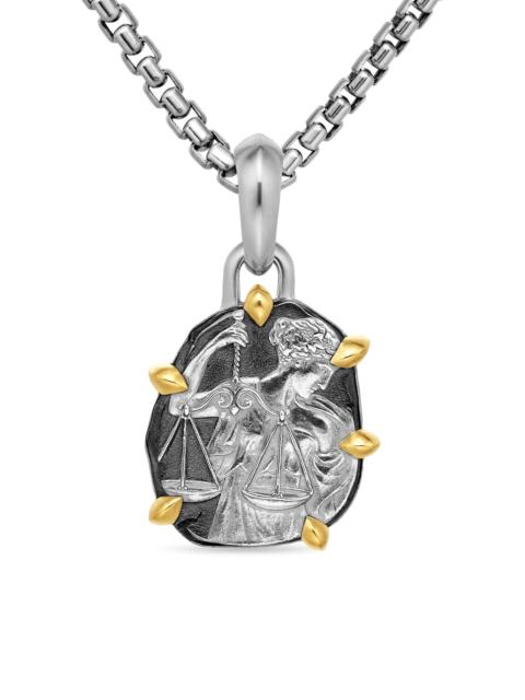DAVID YURMAN Men's Pisces Amulet in Sterling Silver with 18K Yellow Gold, 33mm - Libra