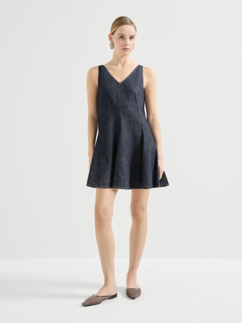 Brunello Cucinelli Cotton denim-effect twill mini dress