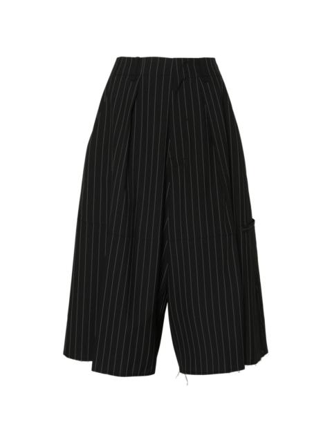 pinstripe-pattern wide-leg shorts