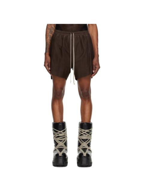 Rick Owens Brown Rick S Boxers Leather Shorts