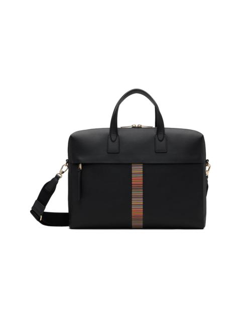 Paul Smith Black Leather 'Signature Stripe' Trim Folio Briefcase