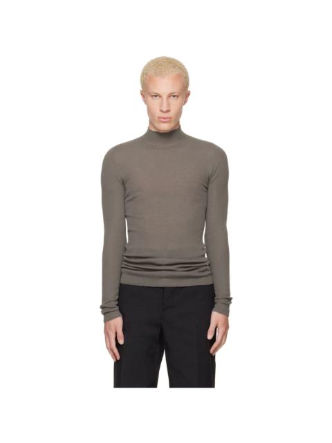 Rick Owens Gray Tower Ribbed Lupetto Sweater