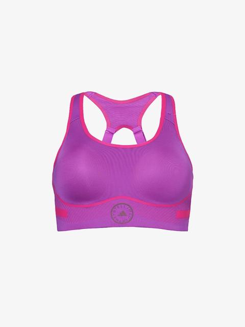 High Support logo-print stretch-recycled polyester sports bra