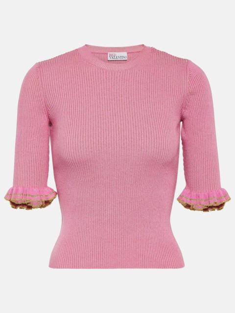 Ribbed-knit wool-blend top