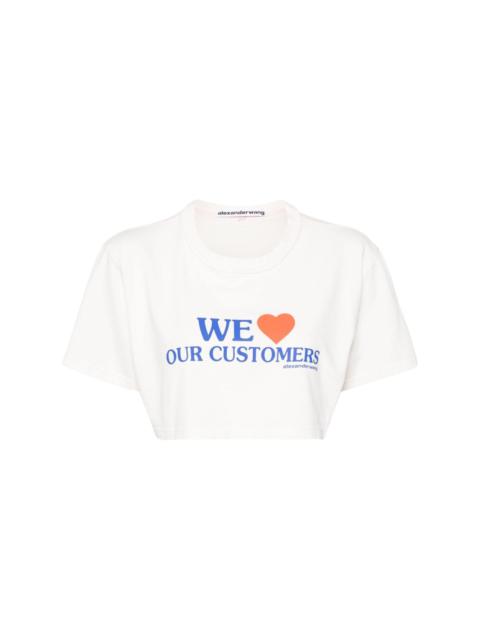 We Love Our Customers-print cotton T-shirt