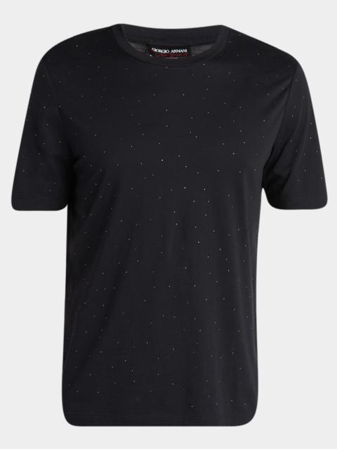 GIORGIO ARMANI Men's Crystal Studded Pima Cotton Crewneck T-Shirt