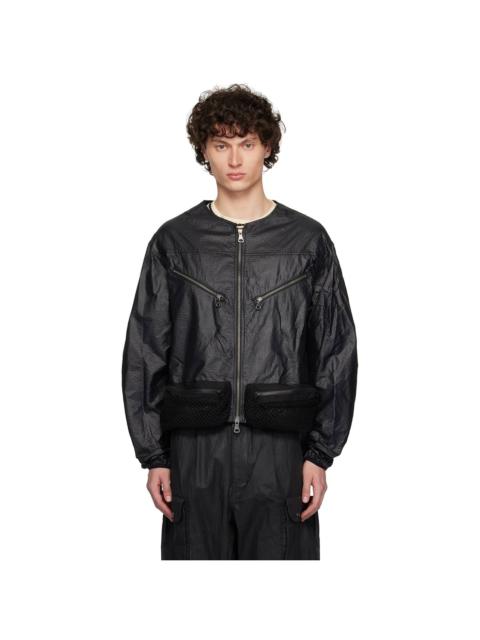Andersson Bell Black Convex Collarless Bomber Jacket