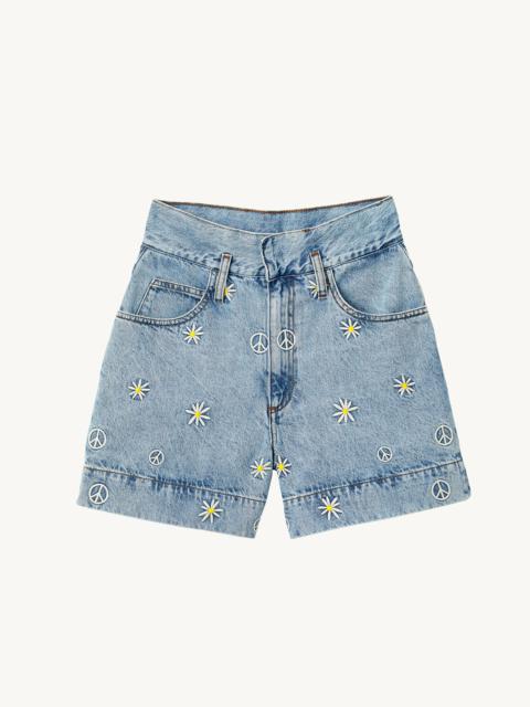 Sandro Embroidered denim shorts