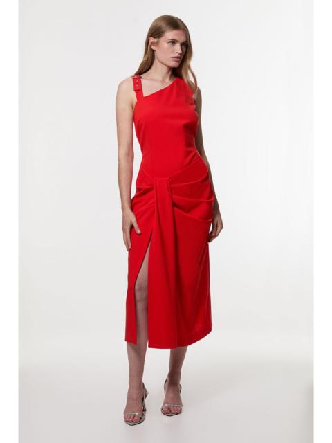 KAREN MILLEN Tailored Asymmetric Neck Strappy Detail Dress