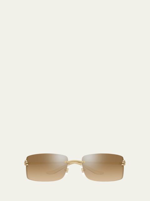 Cartier panther rimless rectangle metal sunglasses