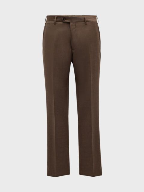 Men's Flat-Front Wool Trousers