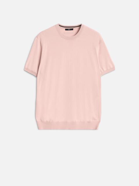7 For All Mankind CLASSIC SHORT SLEEVE SWEATER in Cotton Rose