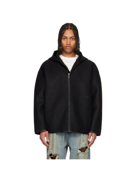 032c Black Neoprene Zip Up Hooded Jacket