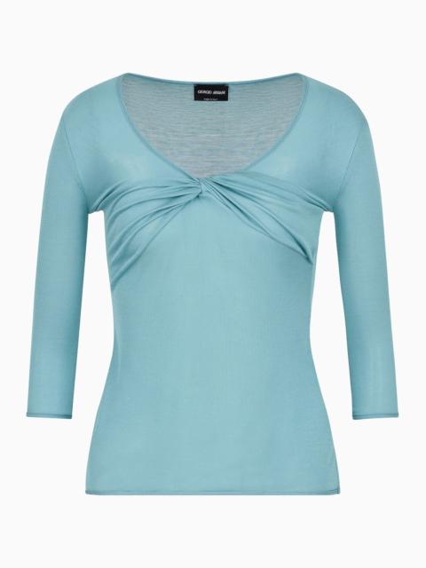 GIORGIO ARMANI Silk-viscose jersey V-neck jumper