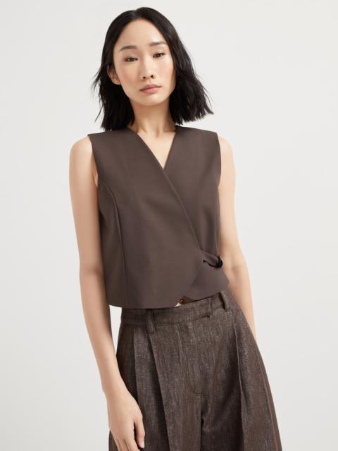 Brunello Cucinelli Tropical luxury wool vest with monili