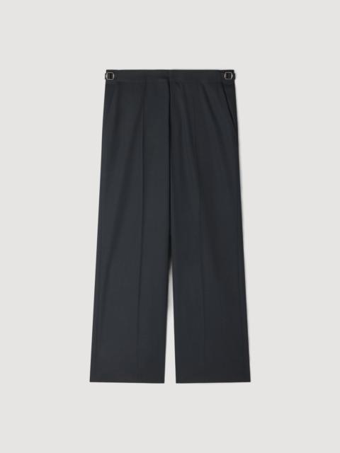 Sandro WIDE-LEG WOOL TROUSERS WITH BUCKLES