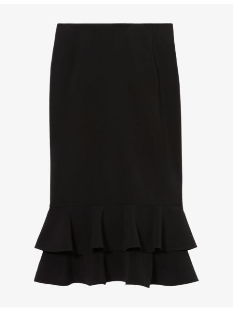Claudie Pierlot Ruffled-Trim Crepe Midi Skirt