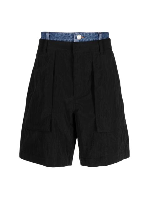 layered pleated bermuda shorts